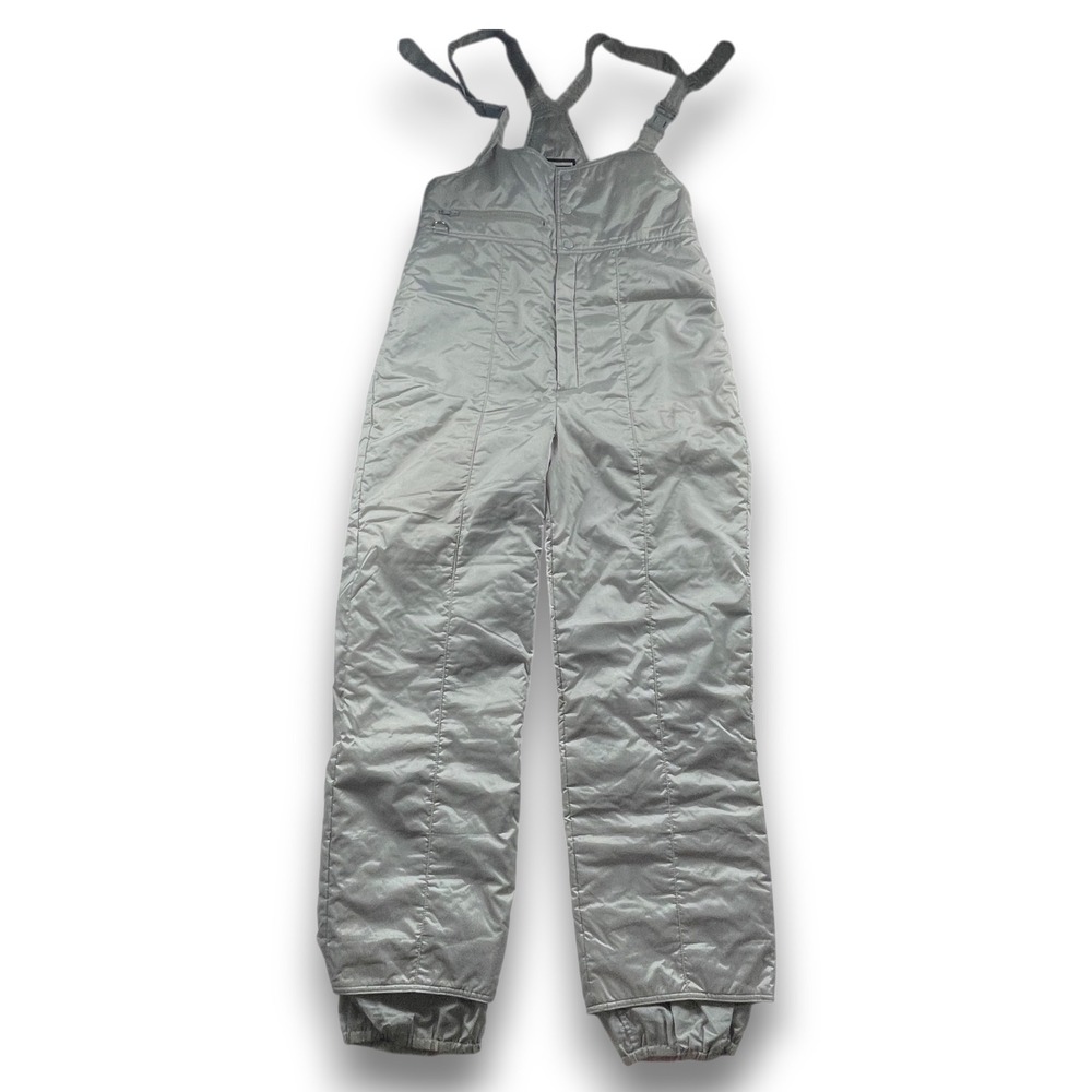 Vintage JCPenney Ski Wear Mens Silver Insulated Bib Snow Pants Overalls Medium